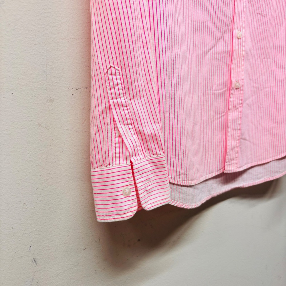 Frank & Eileen Eileen Pink White Striped Italian Cotton Button Up Shirt XS - Picture 3 of 7
